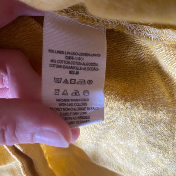 Free People Womens Linen Blend Collared Long Sleeve Shirt Top Mustard Yellow L - Picture 5 of 5